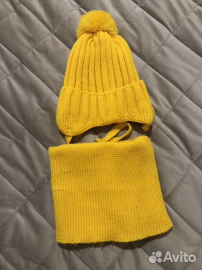 Шапка детская вязаная и снуд