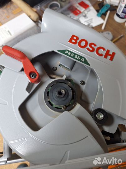 Пила Bosch PKS 55 A + шина Зубр 1,5м + адаптер