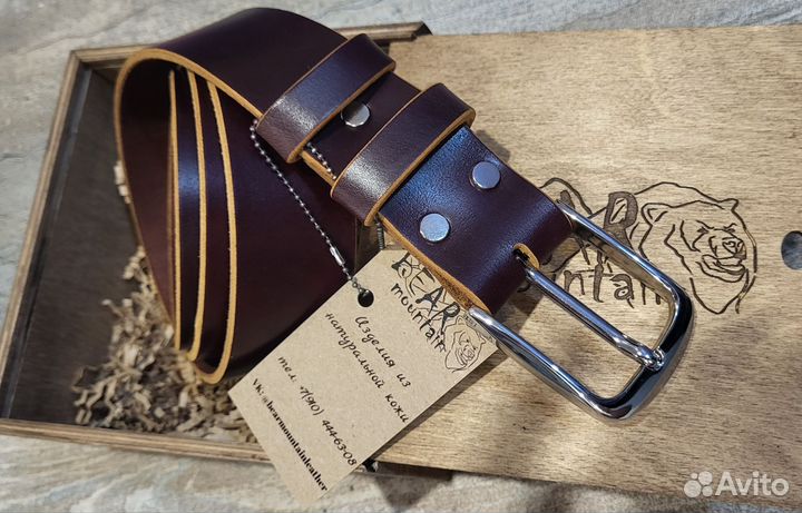 Мужской кожаный ремень ручной работы