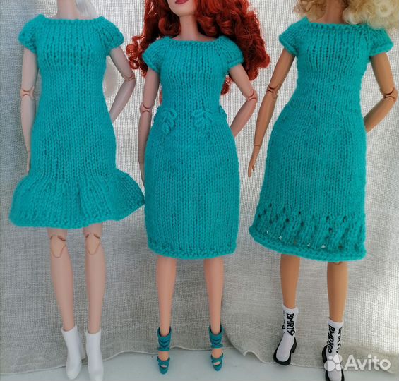 Платье для куклы барби вязанное