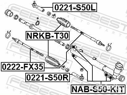 Сайлентблок рулевой рейки (комплект) nabs50KIT