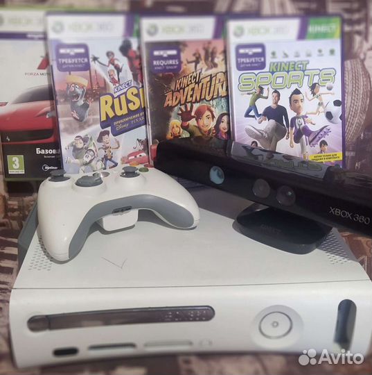 XBox 360 Lt 3.0+Kinect, 4 игры, 2 джойстика