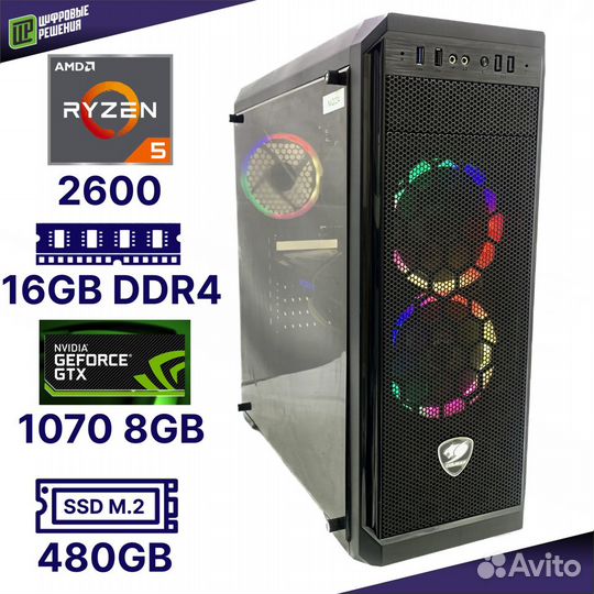 Ryzen 5 2600/16gb/GTX1070-8gb/SSD M.2-480gb/650w