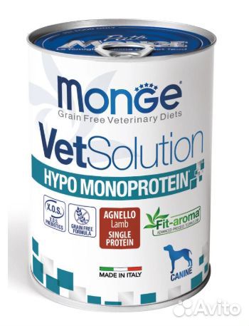 Корм для собак Monge VetSolutionHypo(ягненок) 400г