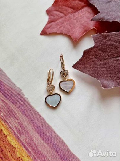 Золотые серьги Chopard 585 пр. с перламутром и бр