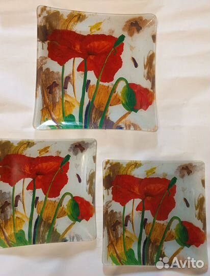 Набор квадратных тарелок 3 предмета 