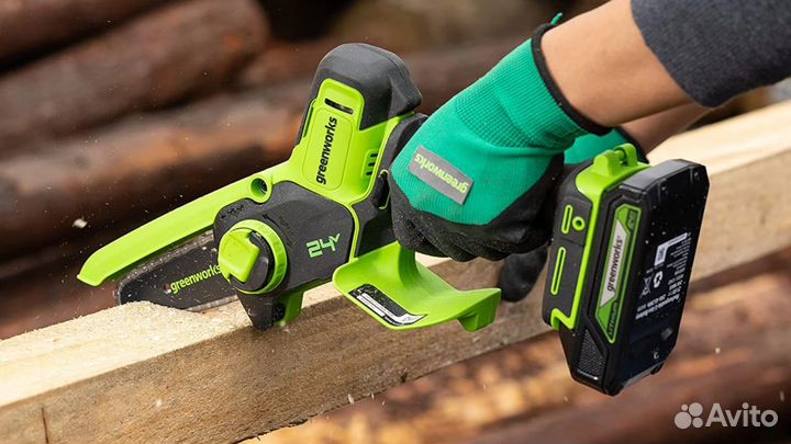 Цепная мини пила аккумуляторная Greenworks
