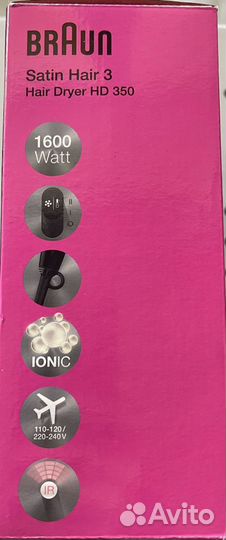 Фен braun satin hair 3 hair dryer hd 350