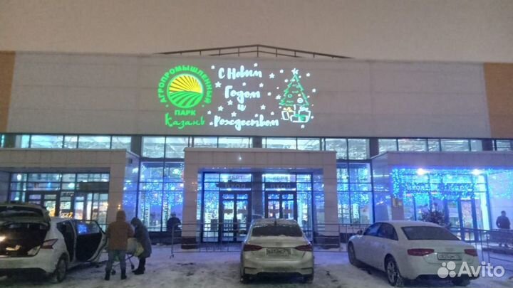 Гобо проектор для рекламы, слайд за день