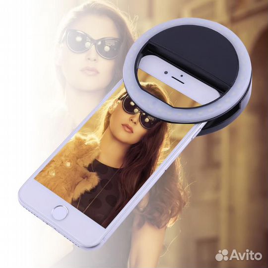 Кольцевая лампа для селфи, прищепка на гаджет