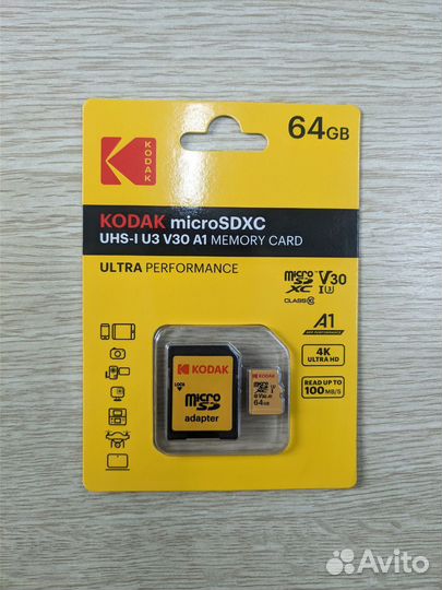Карта памяти kodak MicroSD 64Gb A1 4K
