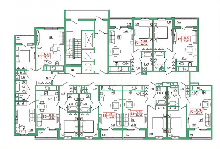 2-к. квартира, 68,6 м², 8/25 эт.