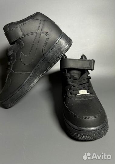 Кроссовки Nike Air Force 1 Mid Black Люкс