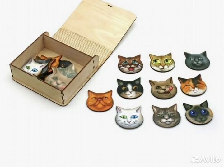 Настольная деревянная игра Мемо коты
