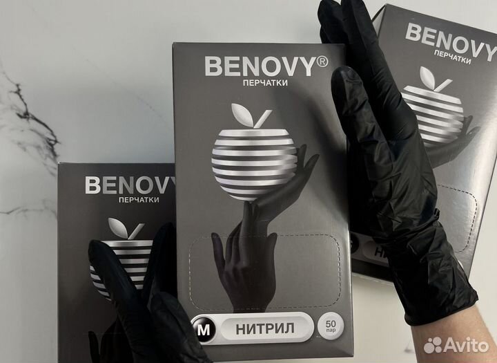 Перчатки нитриловые wally plastic benovy mediok