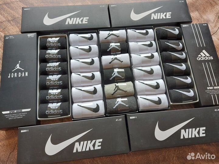 Носки Nike Adidas Jordan белые