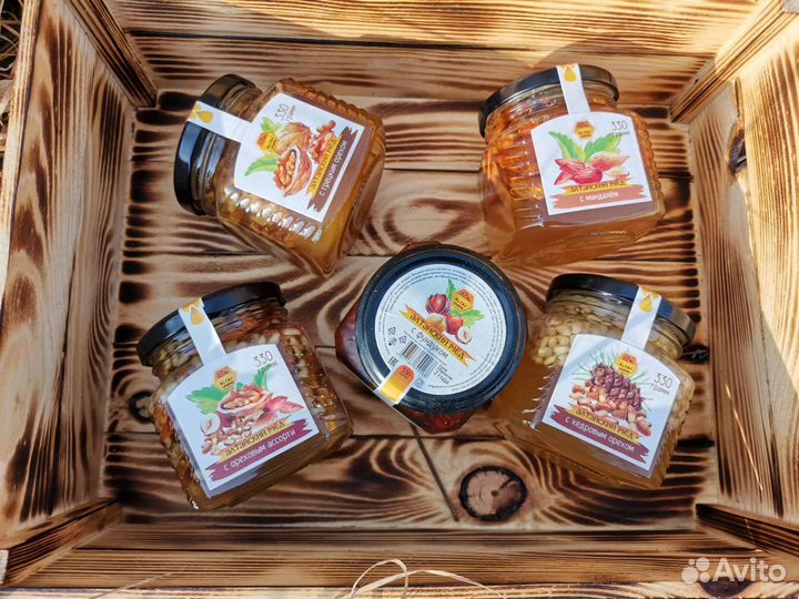 Мед натуральный с орехами фасованный 330гр опт