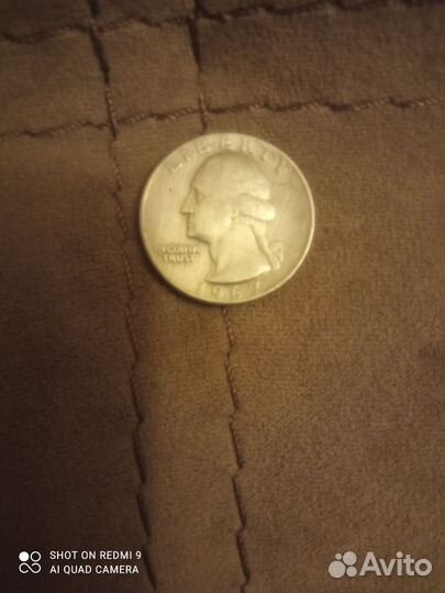Монета Quarter dollar liberty 1967