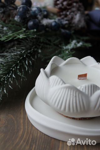 Белый лотос.Соевая свеча