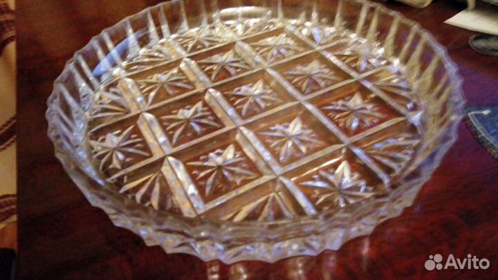 Хрустальное блюдо для торта, фруктов. 28см. СССР