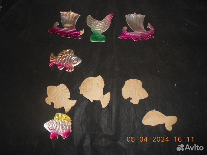 Ёлочные игрушки картонные,СССР 9 штук