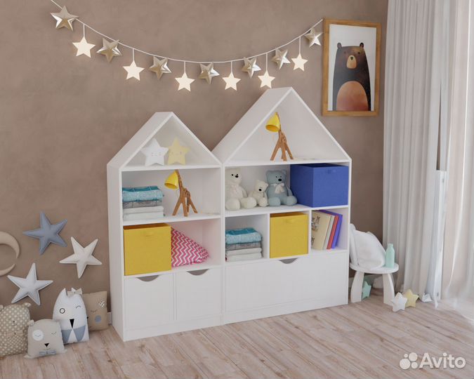 Стеллажи-домики для детской комнаты