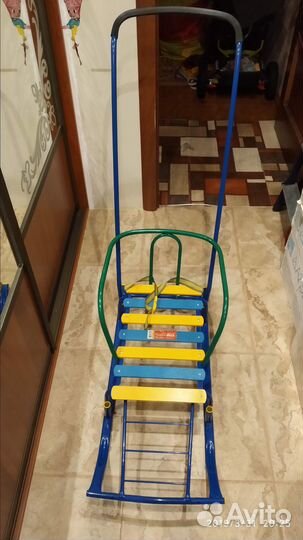 Санки с колёсиками Ника+сиденье