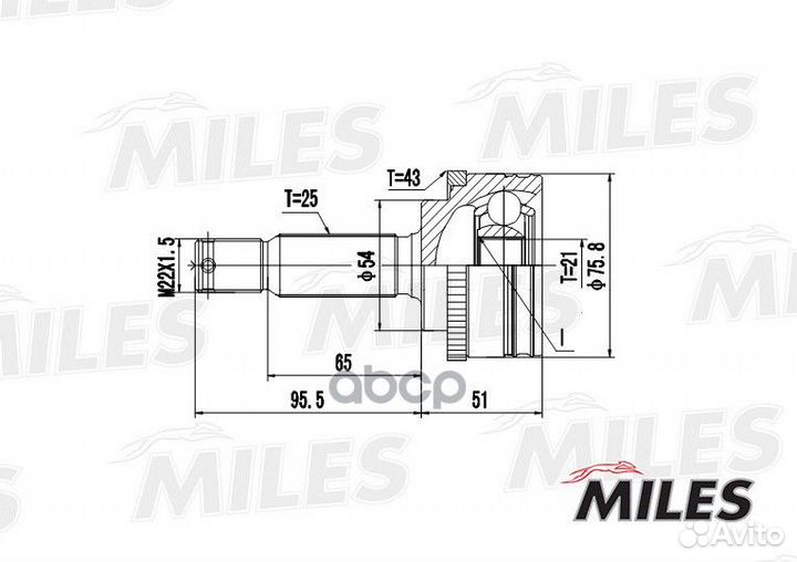 ШРУС mitsubishi colt V 1.5 95-03 нар. +ABS GA20