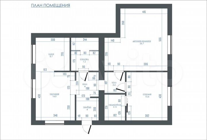 4-к. квартира, 89,7 м², 1/5 эт.