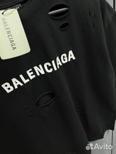 Balenciaga футболка рваная стильная (new 2024)