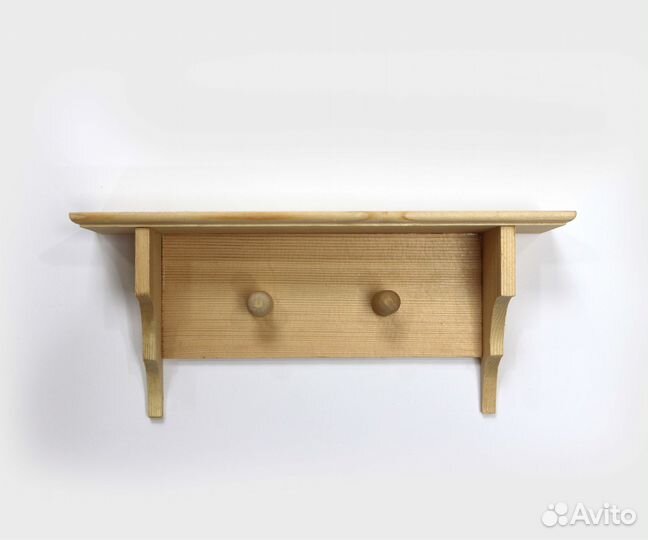 Вешалка настенная с полкой деревянная (сосна)