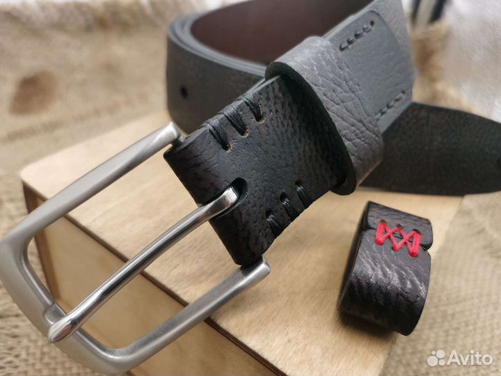 Мужской кожаный ремень ручной работы
