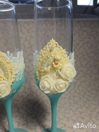 Свадебные бокалы ручной работы