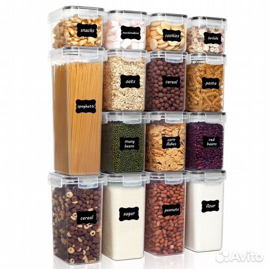 Набор контейнеров для круп, макарон с наклейками