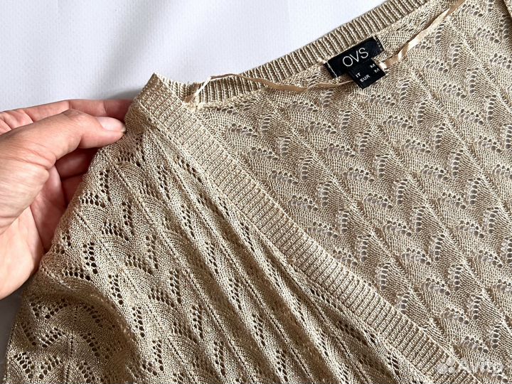 Летняя кофта кардиган бежевый болеро кроп 44