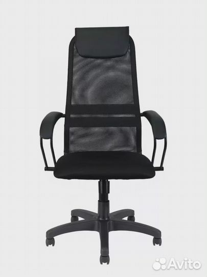 Кресло руководителя Кр76 тг, с подголовником, ткань/сетка черный(арт.799643)
