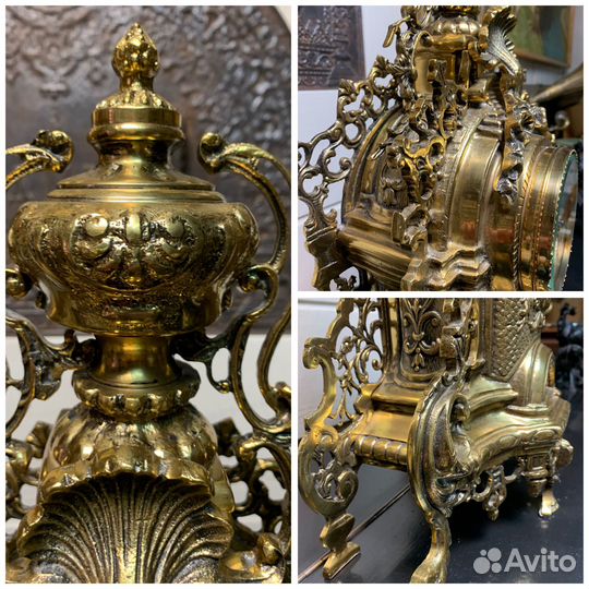 Большие бронзовые каминные часы