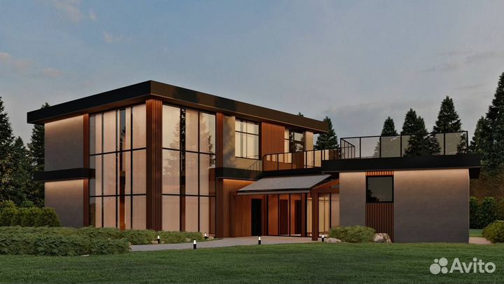 Дизайн - проект фасада дома 3D + расчет материала