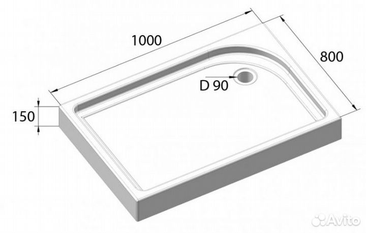 Поддон акриловый BelBagno tray-BB-AH-100/80-15-W