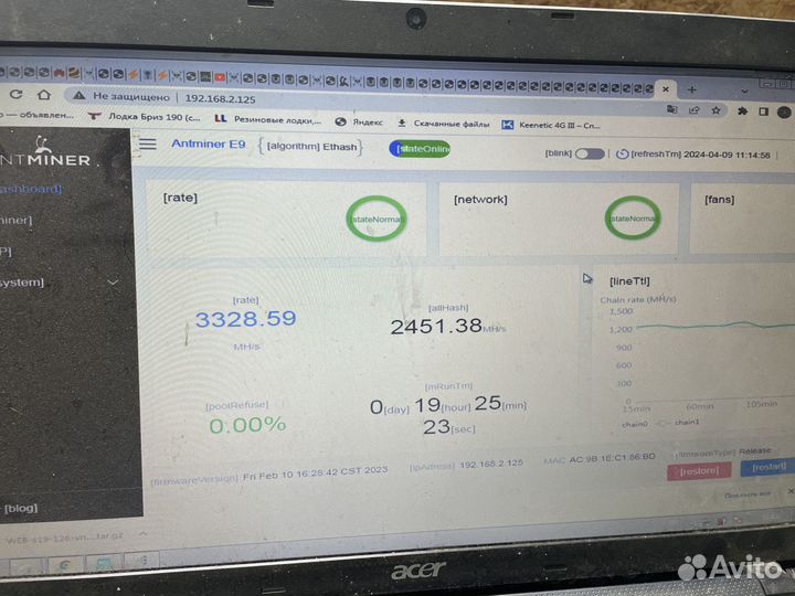Asic antminer E9 2340(до 2500мх) бу