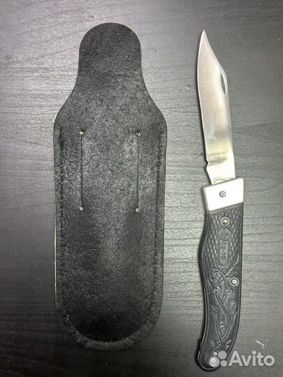 Нож складной, новый, кожанный чехол