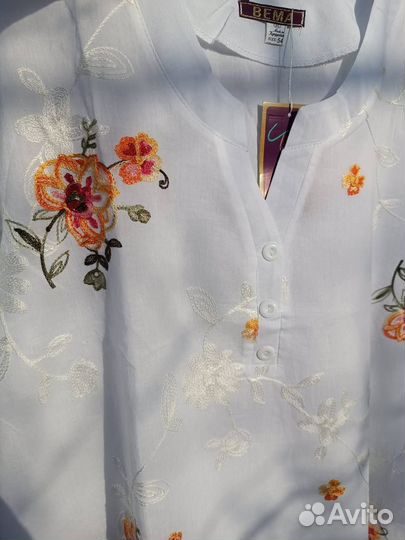 Блузка женская белая хлопок большие размеры