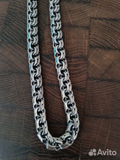 Мужская серебряная цепь бисмарк