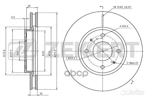 Диск торм. перед. Mitsubishi Galant VI 96- Lan