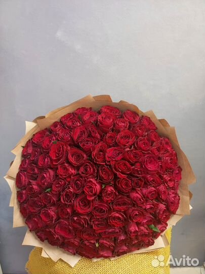 Цветы букеты 101 роза 40 см