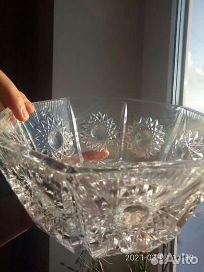 Хрусталь богемия,СССР, большой d 22,5 см