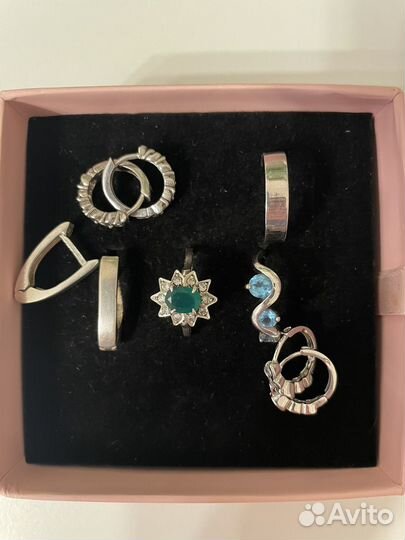 Серебро серьги и кольцо