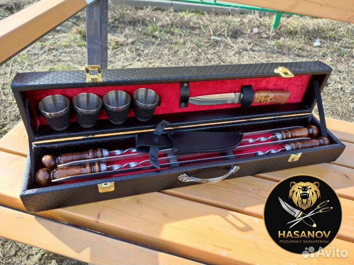 Шашлычный набор, набор шампуров, шампура, подарок