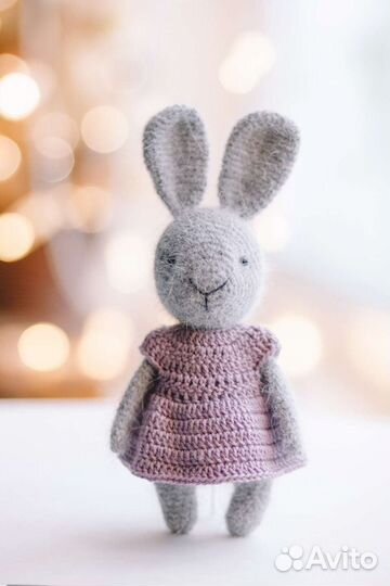 Зайка, заяц вязаный, ручная работа, игрушки