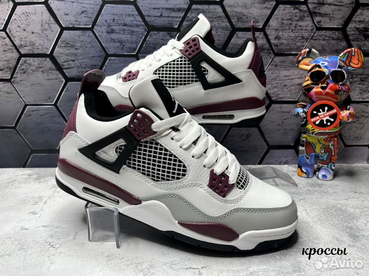 Кроссовки Nike Air Jordan 4 высокие фиолет мех